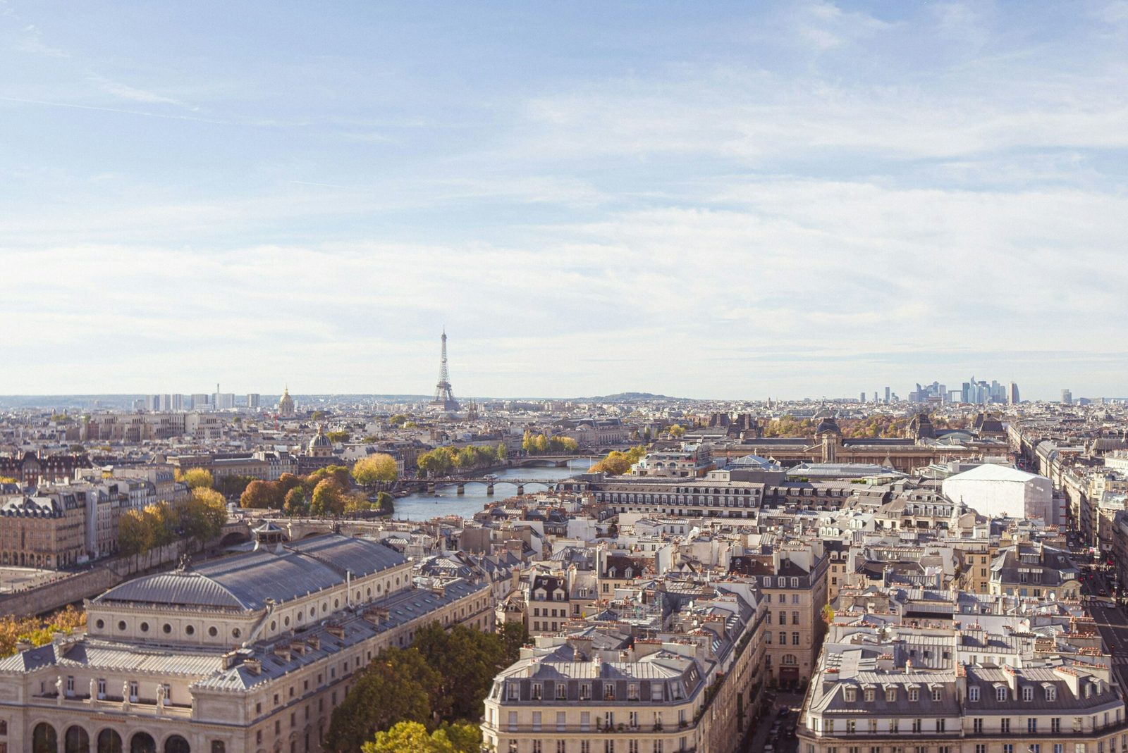 Vue panoramique des toits de Paris, Tour Eiffel au loin